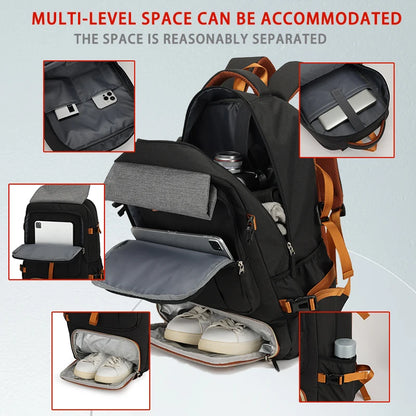 Multi purpose travel backpack with shoe compartment