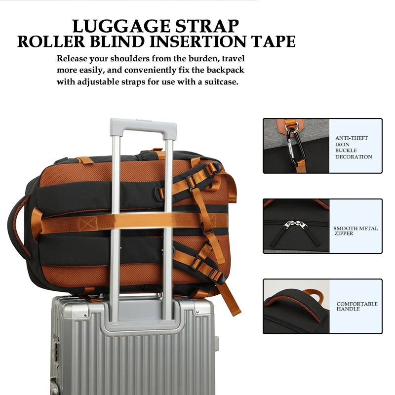 Multi purpose travel backpack with shoe compartment